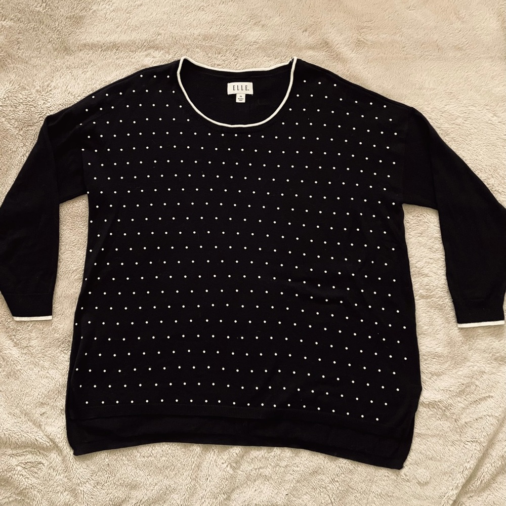 Elle XXL black sweater with polka dots